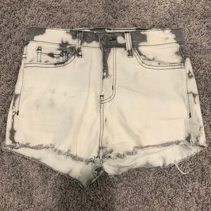 Flying Monkey Tie Dye white and gray high rise jean shorts